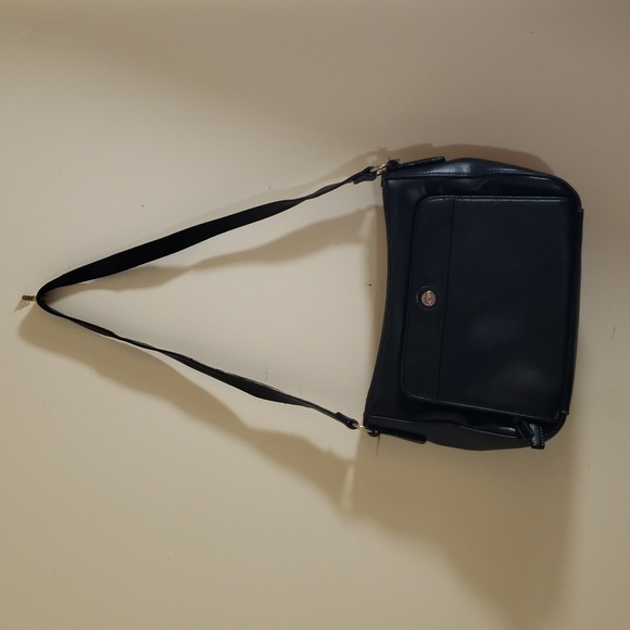 Liz Claiborne Women's Preowned Faux Leather Black Purse with Four Compartments - Picture 2 of 12